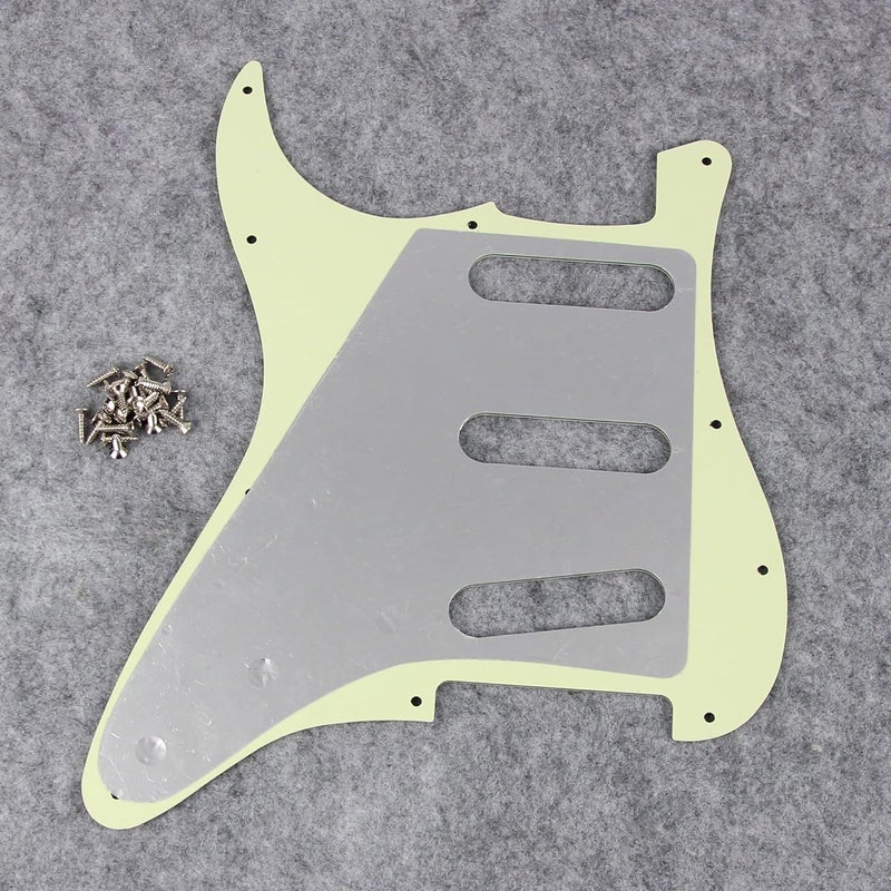 FLEOR 11 Holes ST Style Pickguard SSS Guitar Pickguard Pick Guard Scratchplate with Screws Set,3Ply Mint Green - Image 4